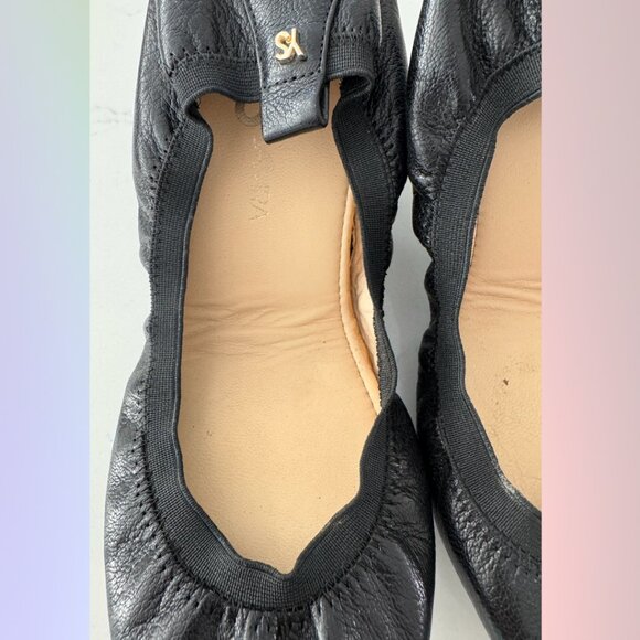 Yosi Samra Black Leather Pointed-Toe Ballet Flats – Size 8 - Picture 4 of 5